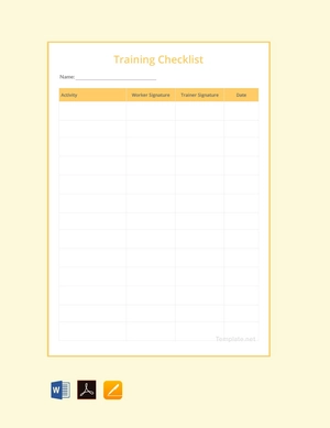 Professional Training Checklist Template