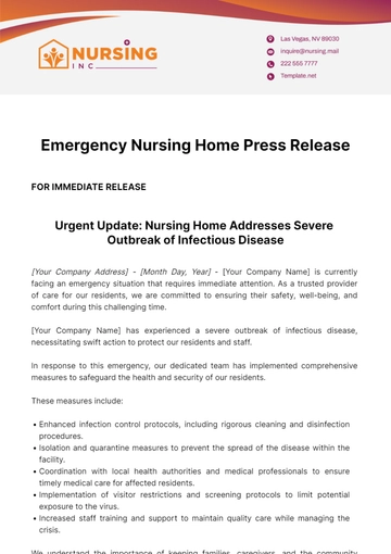 Free Emergency Nursing Home Press Release Template to Edit Online