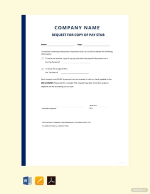 Request for Copy of Pay Stub Template