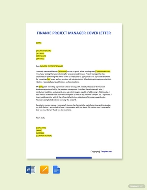 Finance Project Manager Cover Letter