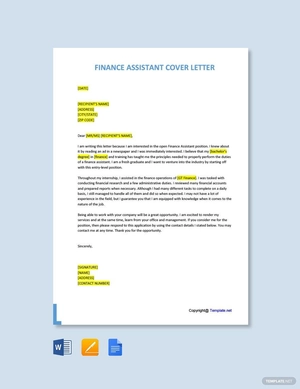 Finance Assistant Cover Letter