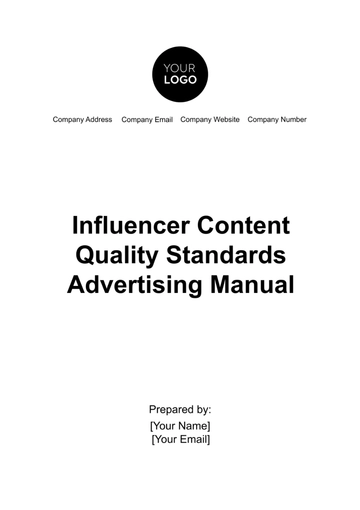 Free Influencer Content Quality Standards Advertising Manual Template to Edit Online