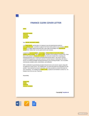 Finance Clerk Cover Letter