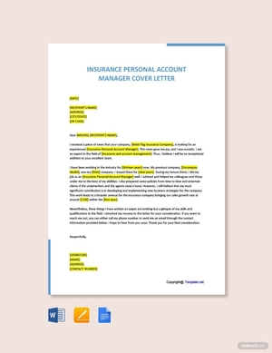 Insurance Personal Account Manager Cover Letter