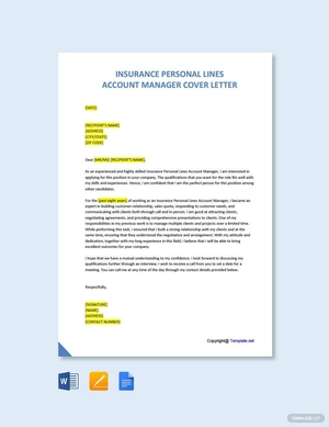 Insurance Personal Lines Account Manager Cover Letter