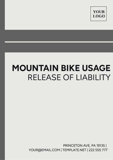 Free Mountain Bike Usage Release Of Liability Template to Edit Online