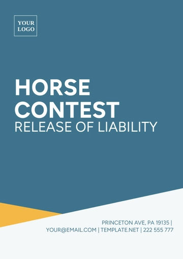 Free Horse Contest Release Of Liability Template to Edit Online