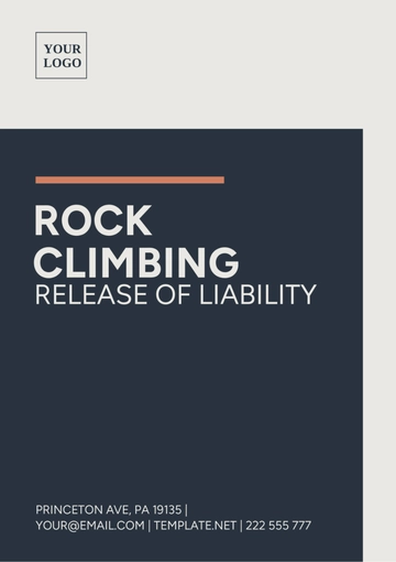 Free Rock Climbing Release Of Liability Template to Edit Online
