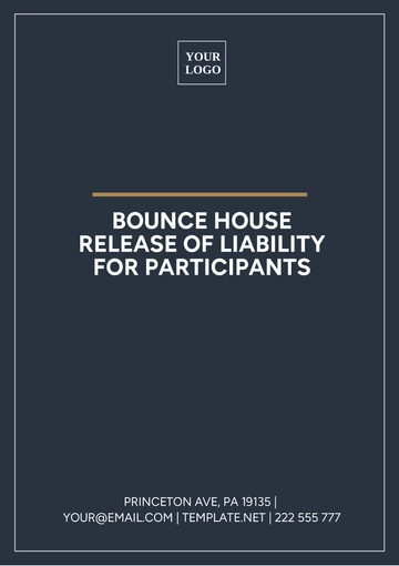 Free Bounce House Release Of Liability For Participants Template to Edit Online