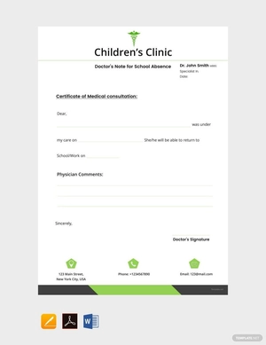 Doctor's Note for School Absence Template Doctor's Note for School Absence Template