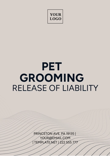 Free Pet Grooming Release Of Liability Template to Edit Online