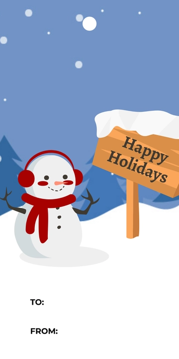 Free Snow Man Gift Tag to Edit Online