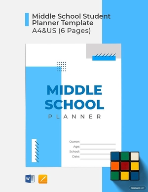 Middle School Student Planner Template