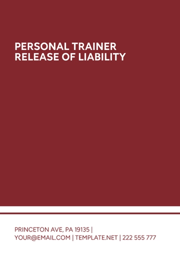 Free Personal Trainer Release Of Liability Template to Edit Online