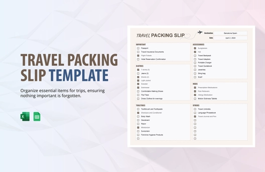Travel Packing Slip Template Travel Packing Slip Template