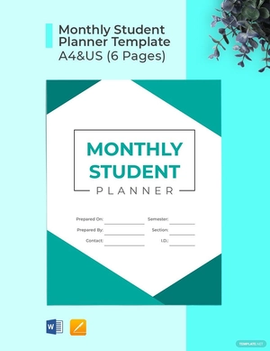 Monthly Student Planner Template
