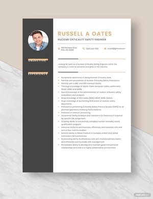 Nuclear Criticality Safety Engineer Resume