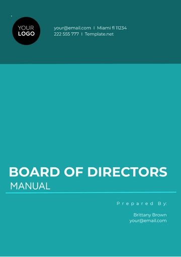 Free Board of Directors Manual Template to Edit Online