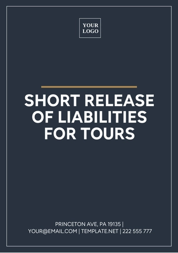 Free Short Release Of Liability For Tours Template to Edit Online