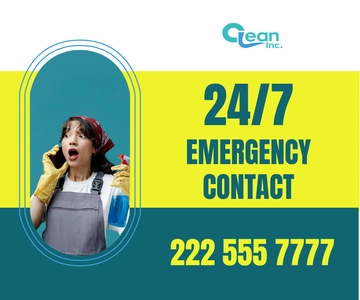 Free Cleaning Services Emergency Contact Banner Template to Edit Online