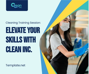 Free Cleaning Services Training And Development Session Banner Template to Edit Online