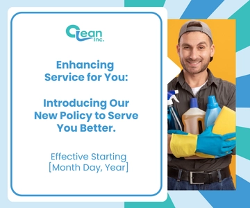 Free Cleaning Services New Policy Implementation Banner Template to Edit Online