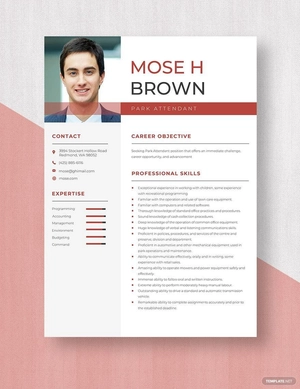Park Attendant Resume