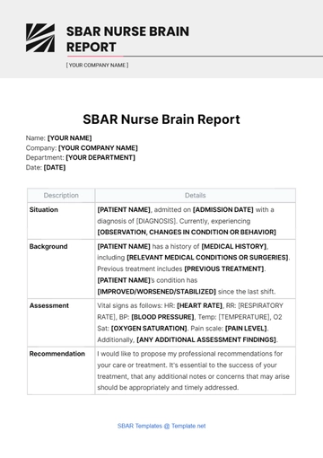 Free SBAR Nurse Brain Report Template to Edit Online
