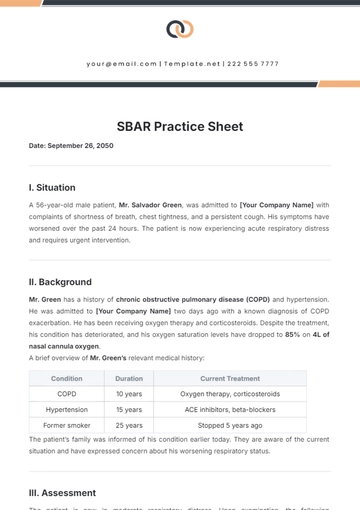Free SBAR Practice Sheet Template to Edit Online