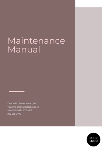 Free Maintenance Manual Template to Edit Online