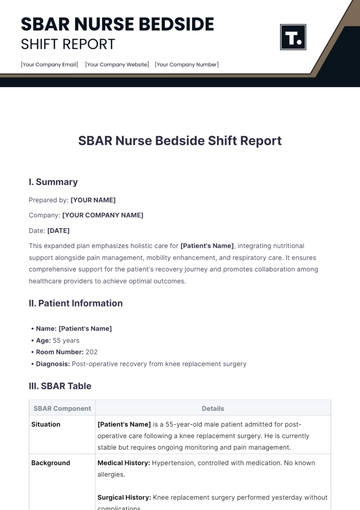 Free SBAR Nurse Bedside Shift Report Template to Edit Online