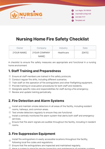 Free Nursing Home Fire Safety Checklist Template to Edit Online