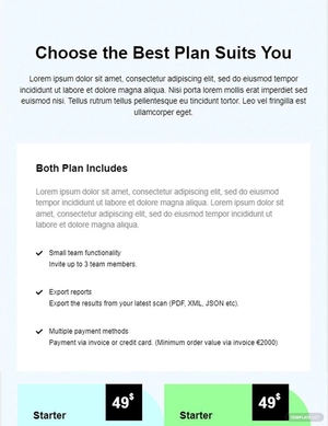 Block Pricing Table Template