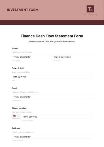 Finance Cash Flow Statement Form Template - Edit Online & Download