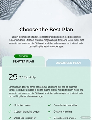Corporate Pricing Page Template