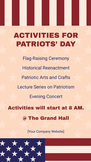 Free Patriots Day Activities Template to Edit Online