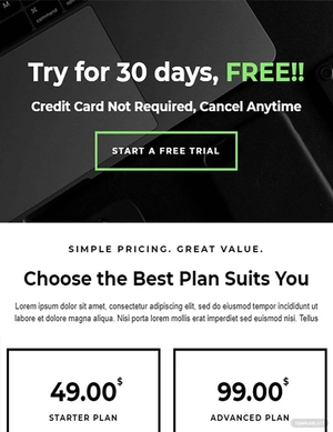 Simple Pricing Page Template