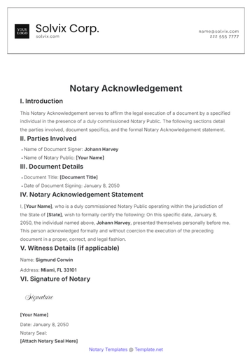 Free Notary Acknowledgement Template to Edit Online