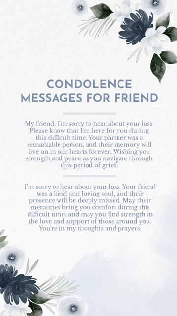 Free Condolence Messages For Friend Template to Edit Online