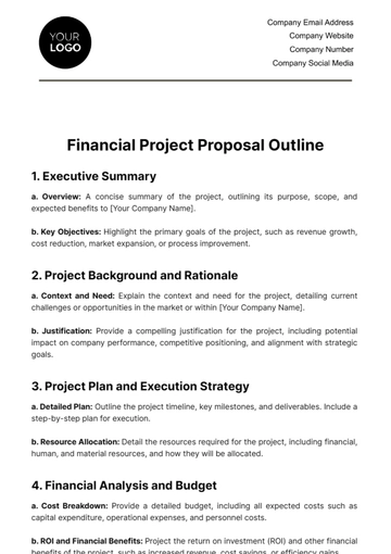 Free Financial Project Proposal Outline Template to Edit Online
