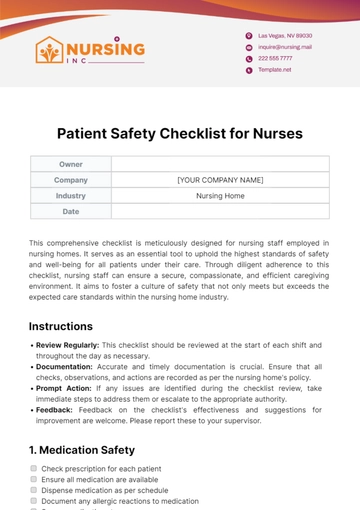 Free Patient Safety Checklist For Nurses Template to Edit Online