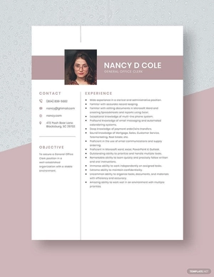 General Office Clerk Resume