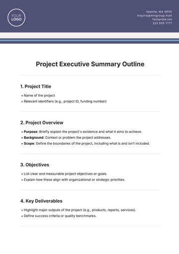 Free Project Executive Summary Outline Template to Edit Online