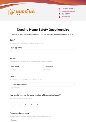 Free Nursing Home Safety Questionnaire Template to Edit Online | Template.net