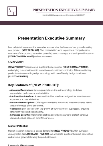 Free Presentation Executive Summary Template to Edit Online