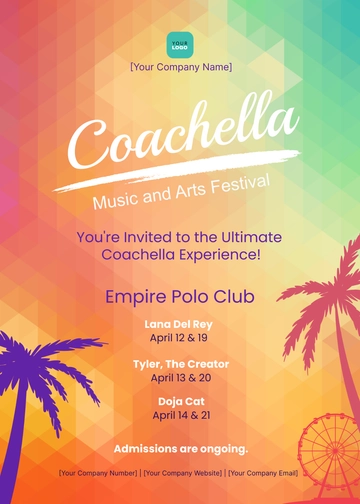 Free Coachella Ticket Invitation Template to Edit Online