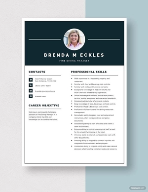 Fine Dining Manager Resume