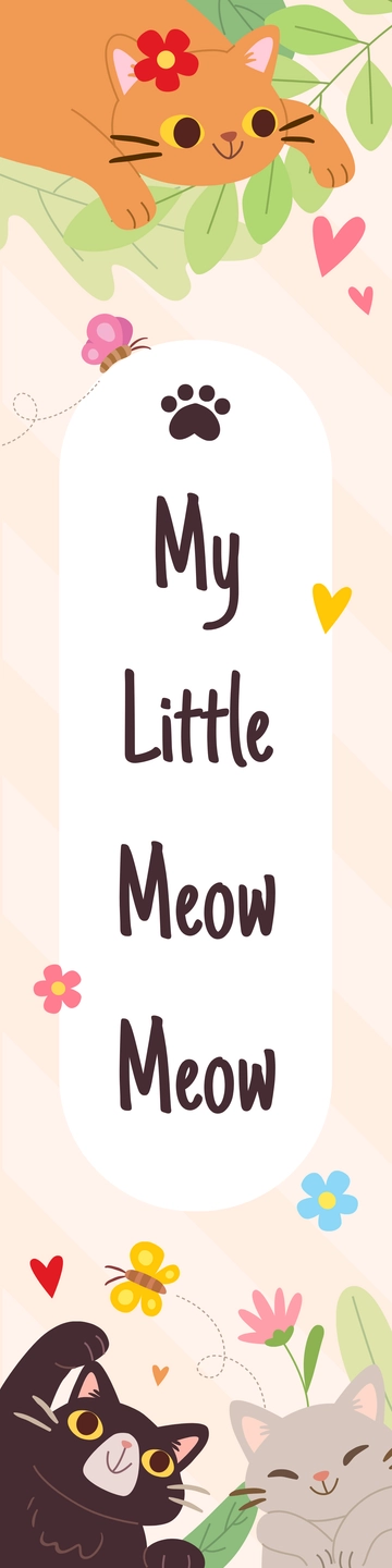 Free Colorful  Fun Cat Bookmark Template to Edit Online