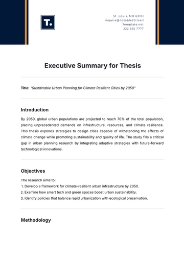 Free Executive Summary for Thesis Template to Edit Online