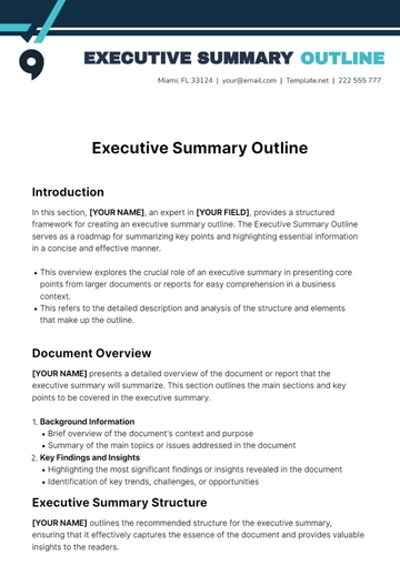 Free Executive Summary Outline Template to Edit Online
